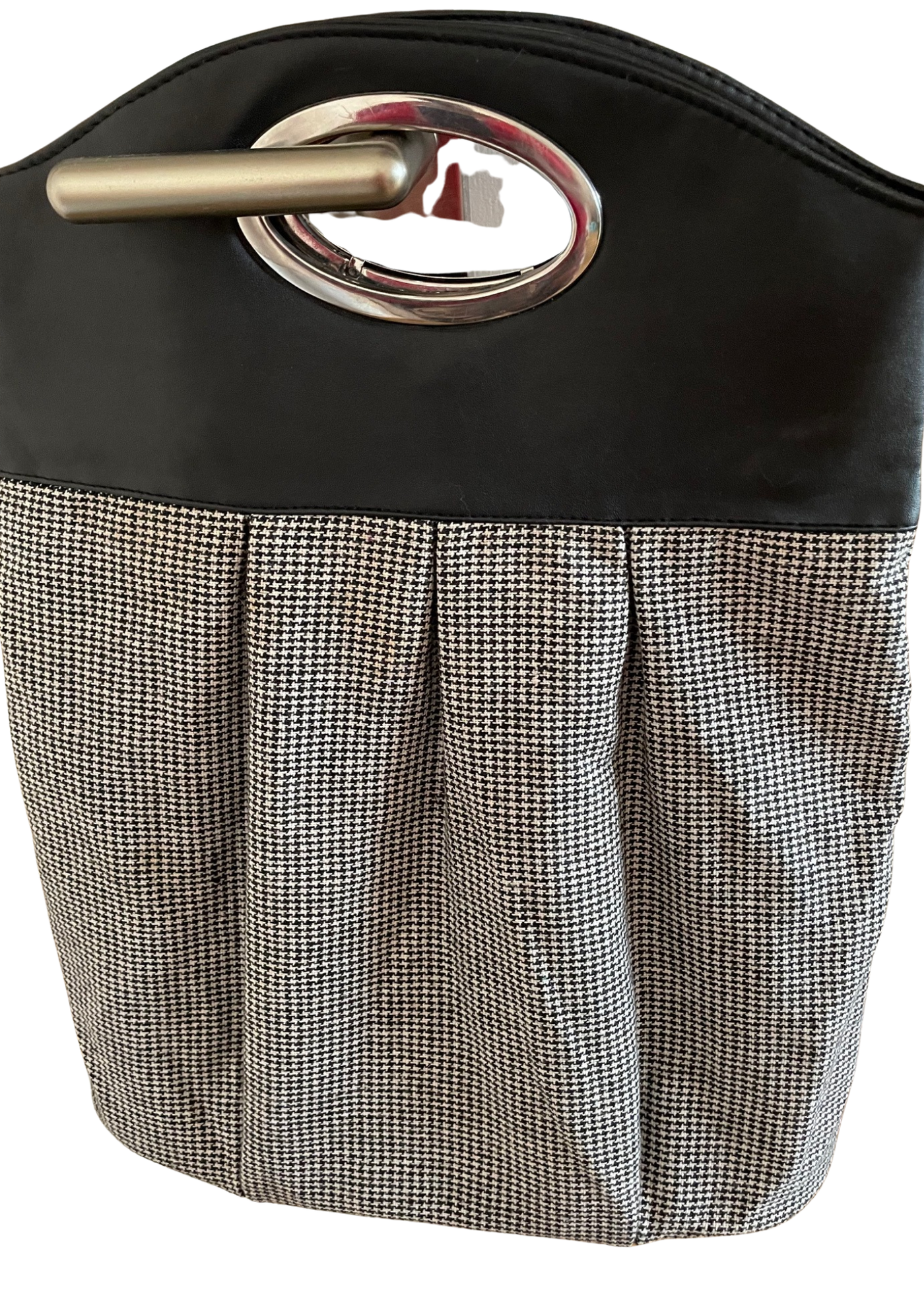 👜 Sac bicolore à motif pied-de-poule et anses métal argenté 🖤