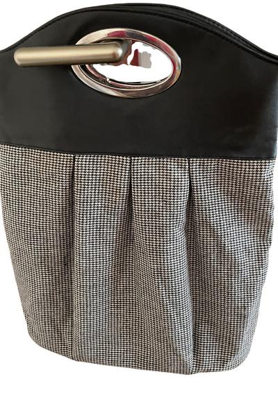 👜 Sac bicolore à motif pied-de-poule et anses métal argenté 🖤