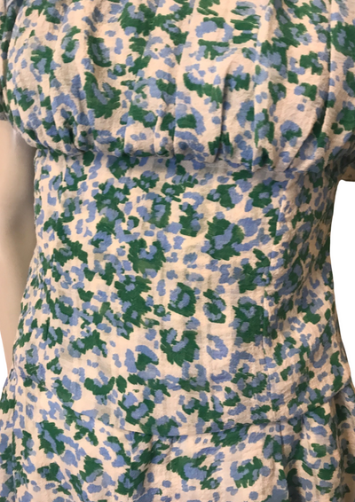 Ensemble fleuri  – Top bardot volanté & short assorti Taille 34 (Neuf) 💙💚