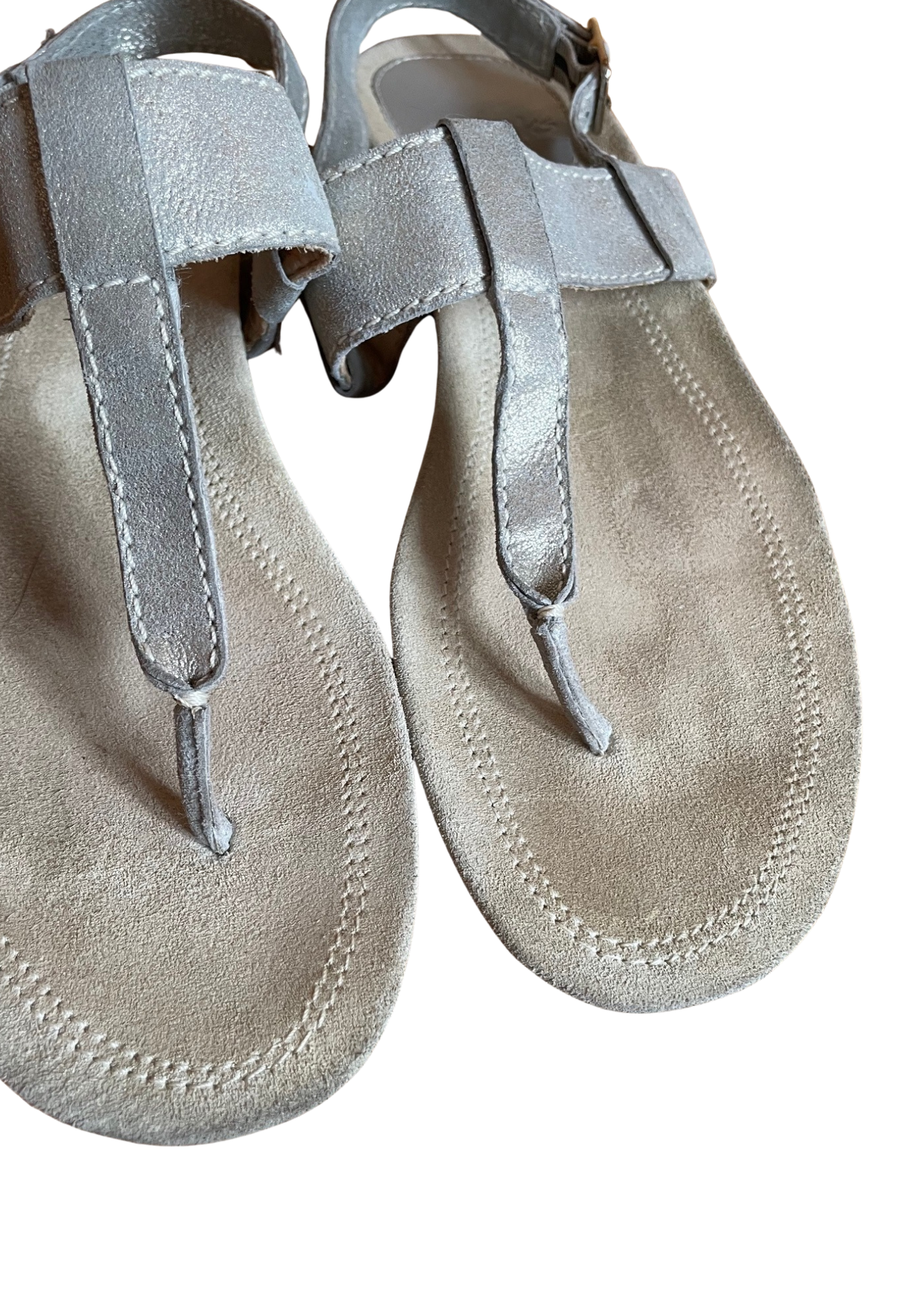 Sandales T-Bar Cuir Gris Pointure 39 👡✨