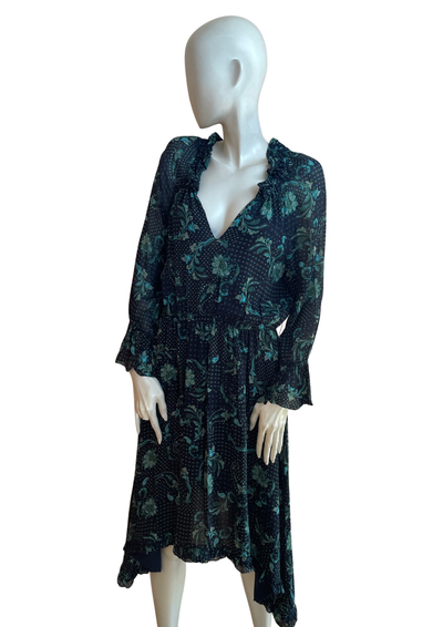 Robe midi bohème imprimé cachemire – Taille 40 👗