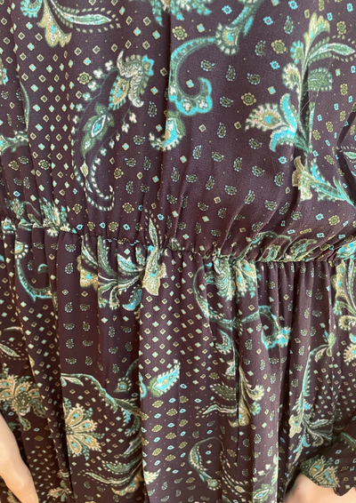 Robe midi bohème imprimé cachemire – Taille 40 👗