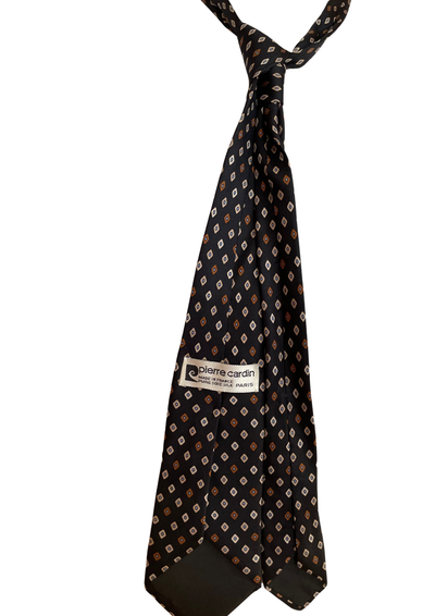 🕴️ Cravate en Soie Pure 🖤🤎✨ Motif Vintage Élégant