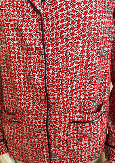 🌺 Chemise imprimée rouge & noire – Taille 36 🌸👚