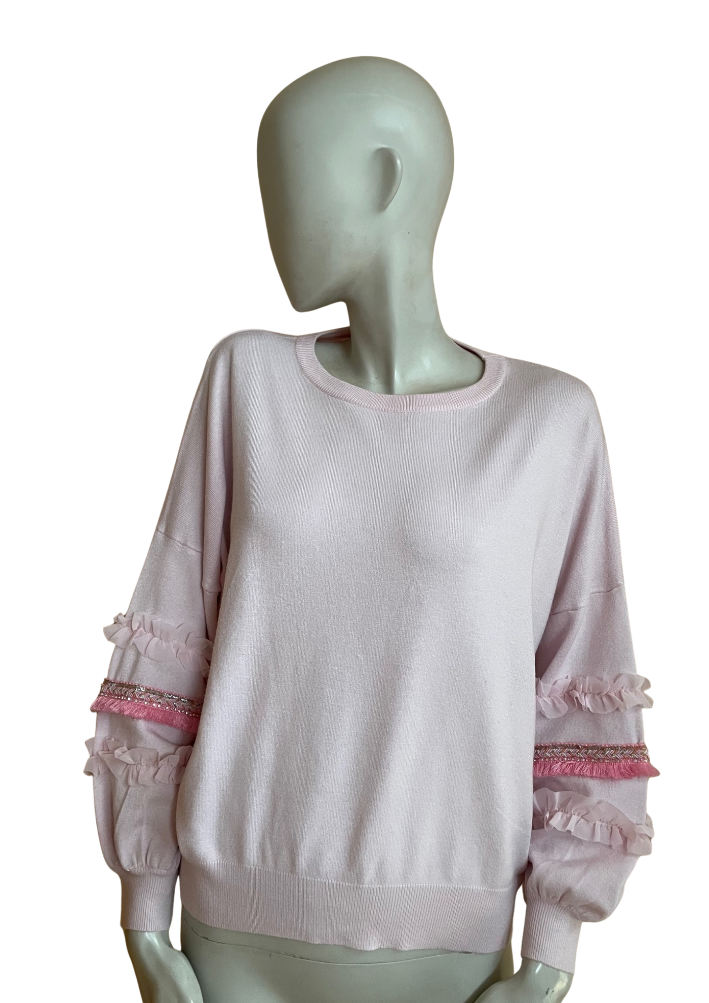 💗 Sweat rose à volants – Taille Unique ✨