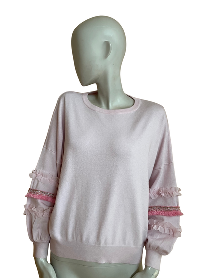 💗 Sweat rose à volants – Taille Unique ✨