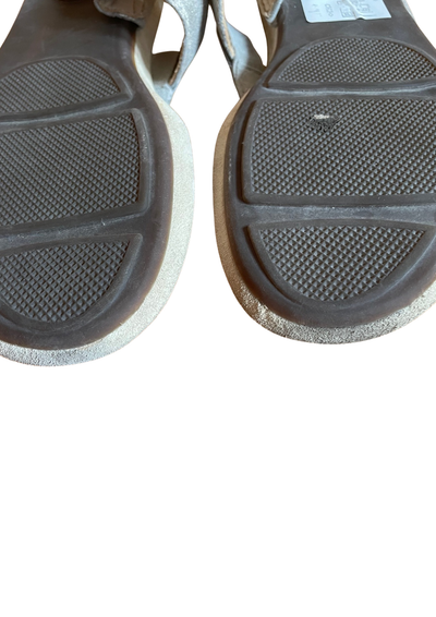 Sandales T-Bar Cuir Gris Pointure 39 👡✨