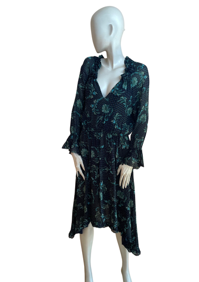 Robe midi bohème imprimé cachemire – Taille 40 👗