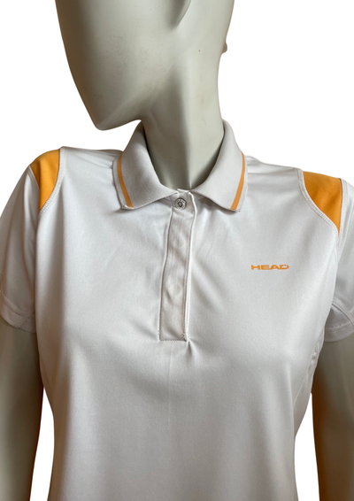 🌟 Polo sportif blanc et orange Taille 42 🌟