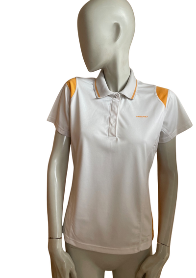 🌟 Polo sportif blanc et orange Taille 42 🌟