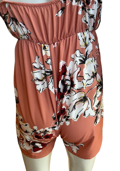 🌸🍑 Combishort Fluide Fleurie Abricot – Taille 36