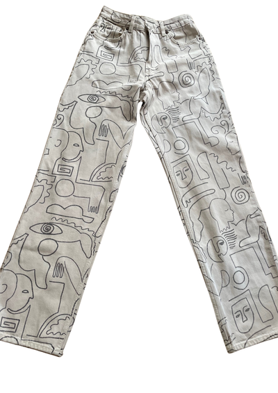 🎨 Pantalon artistique en coton Taille 34  🎨