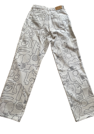 🎨 Pantalon artistique en coton Taille 34  🎨