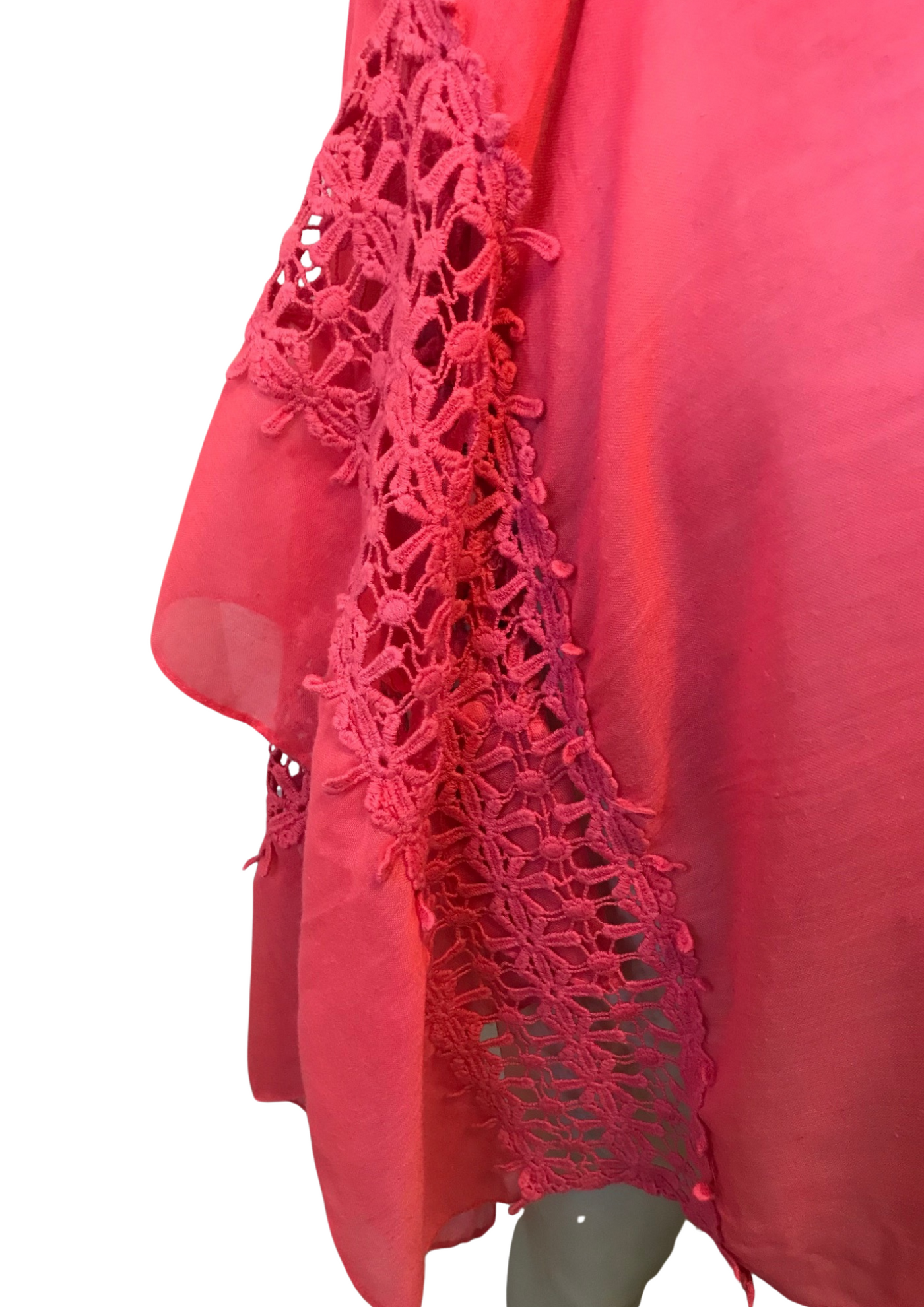 🌸 Étole Rose Fuchsia en Voile & Dentelle Crochet 🌸
