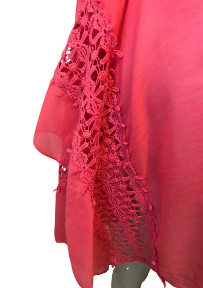 🌸 Étole Rose Fuchsia en Voile & Dentelle Crochet 🌸