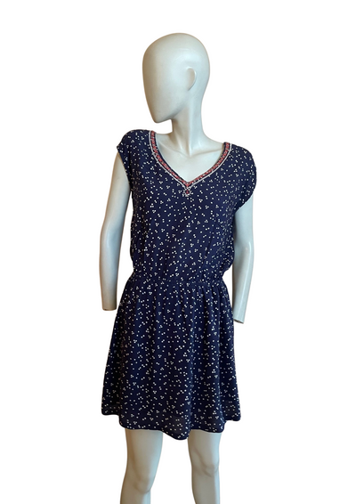 👗 Robe courte bleu marine à pois – Taille 36