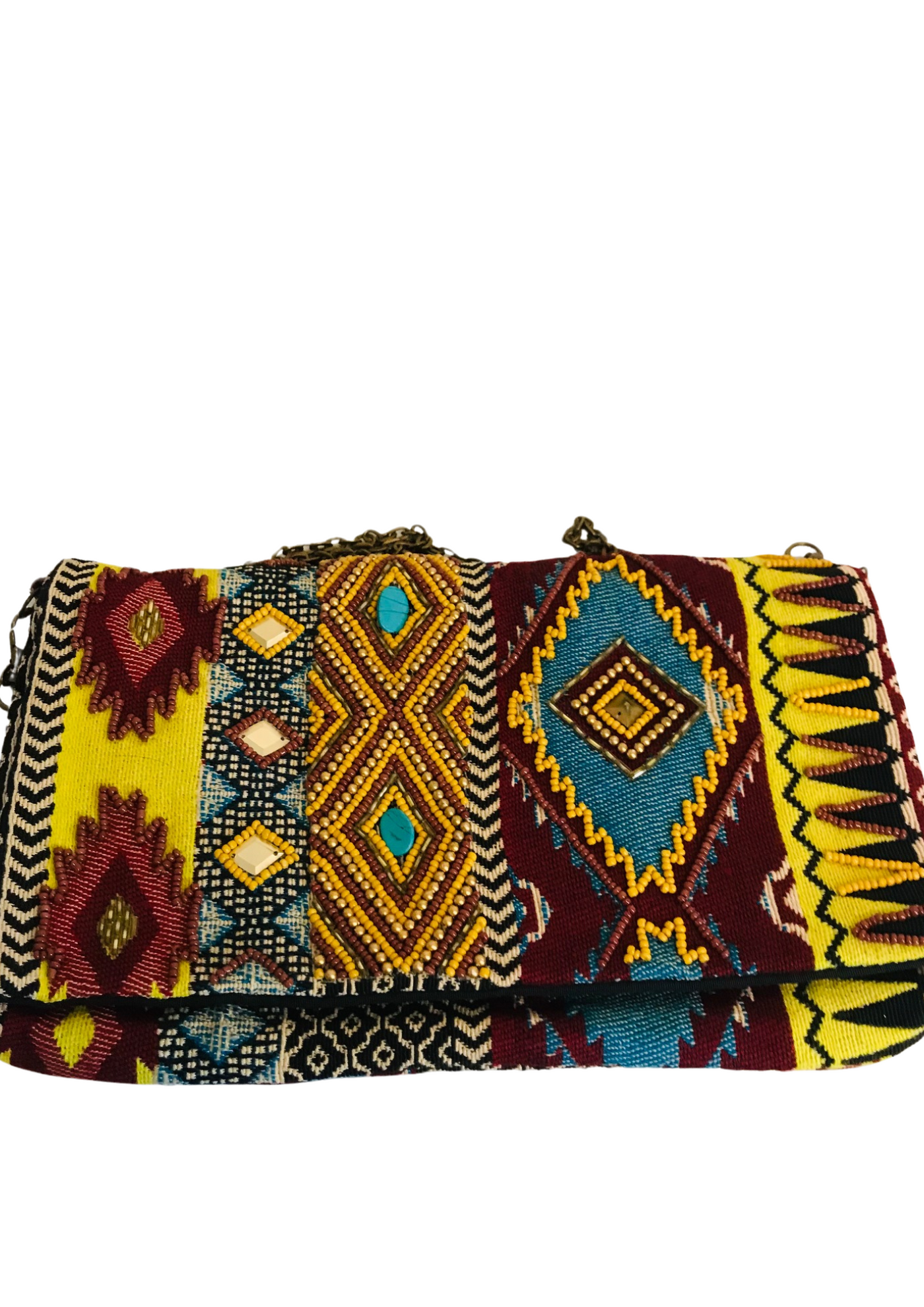 Pochette Motifs Ethniques & Chaîne Bronze 👜