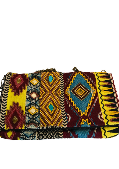 Pochette Motifs Ethniques & Chaîne Bronze 👜