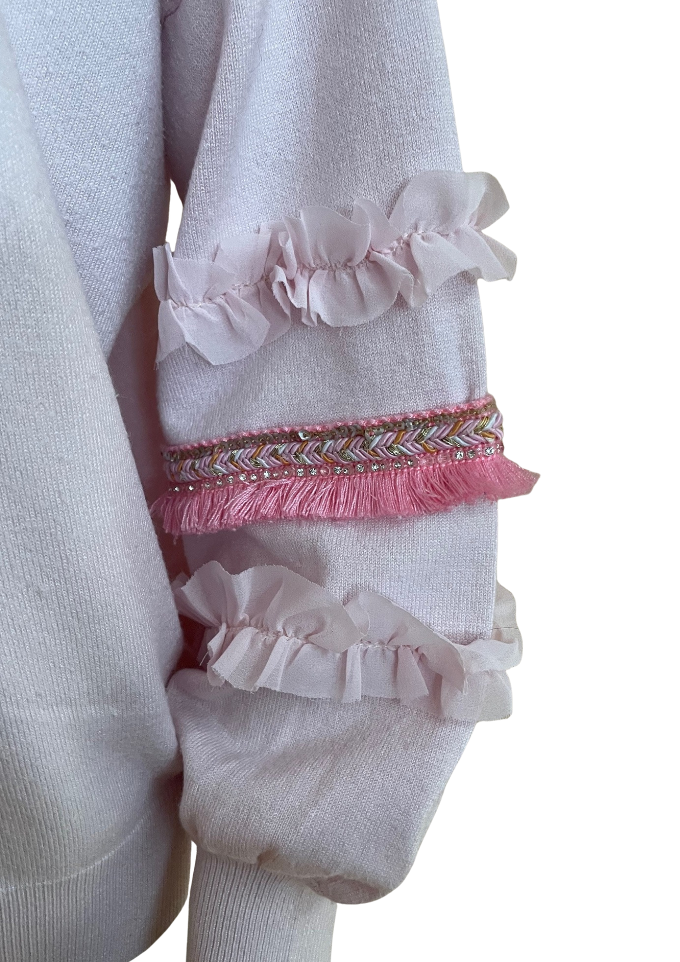 💗 Sweat rose à volants – Taille Unique ✨