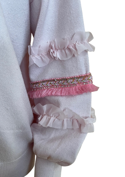 💗 Sweat rose à volants – Taille Unique ✨