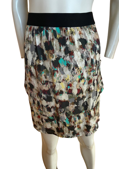 Jupe courte à imprimé abstrait coloré – Taille 40🌈✨