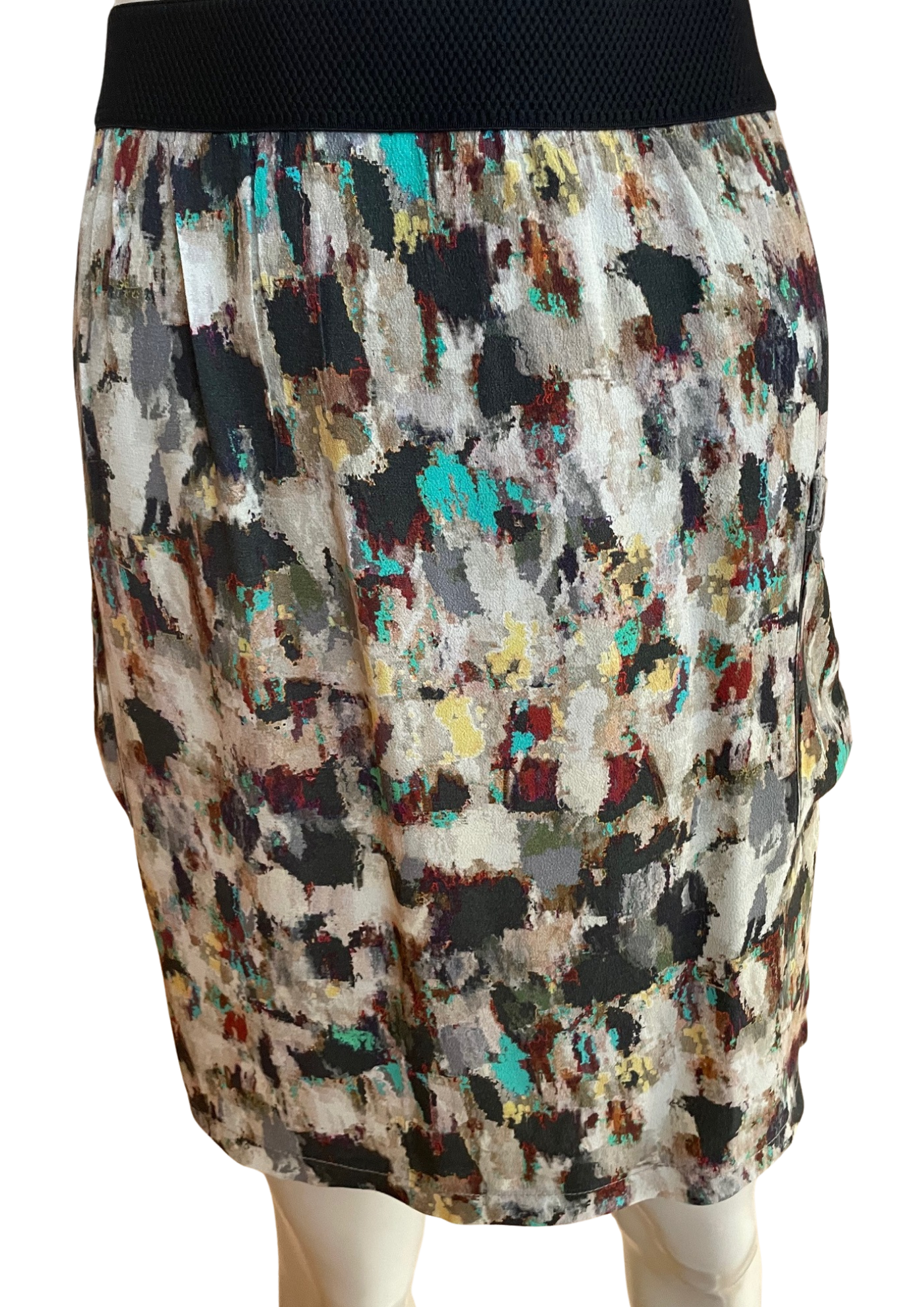 Jupe courte à imprimé abstrait coloré – Taille 40🌈✨