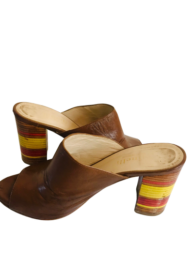 Mules en cuir Minelli Talons Multicolores Pointure 37 🎨🐚