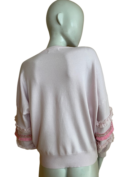 💗 Sweat rose à volants – Taille Unique ✨