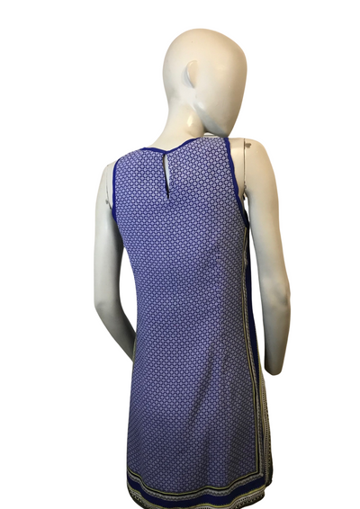 Robe d’été bleu roi à motifs géométriques – Taille 36 🌟