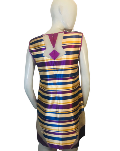 Robe rayée empiècement soie Taille 38