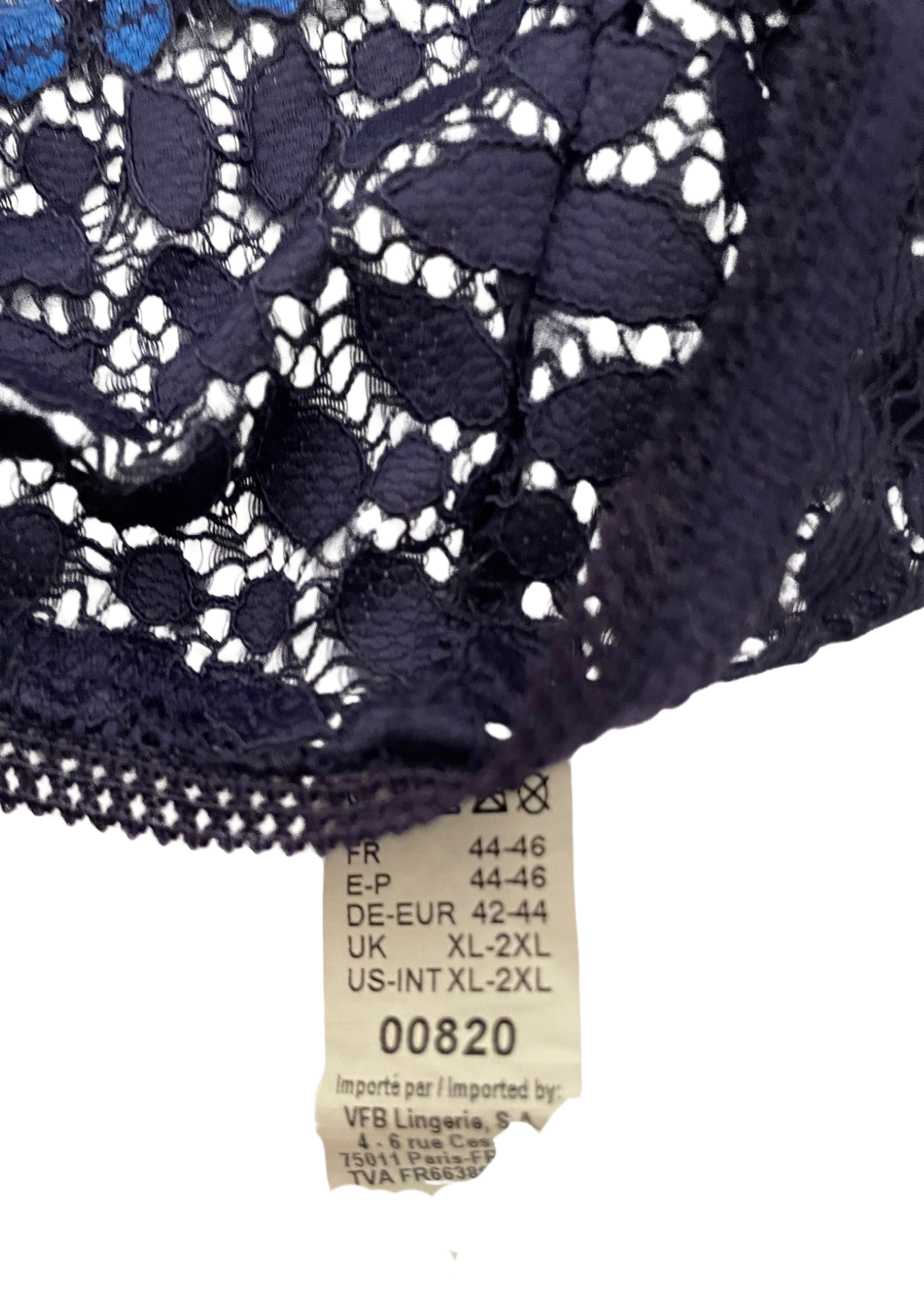 🌺 Culotte en dentelle bleu marine et détails bleus – Taille 44 (Neuve) 🌺