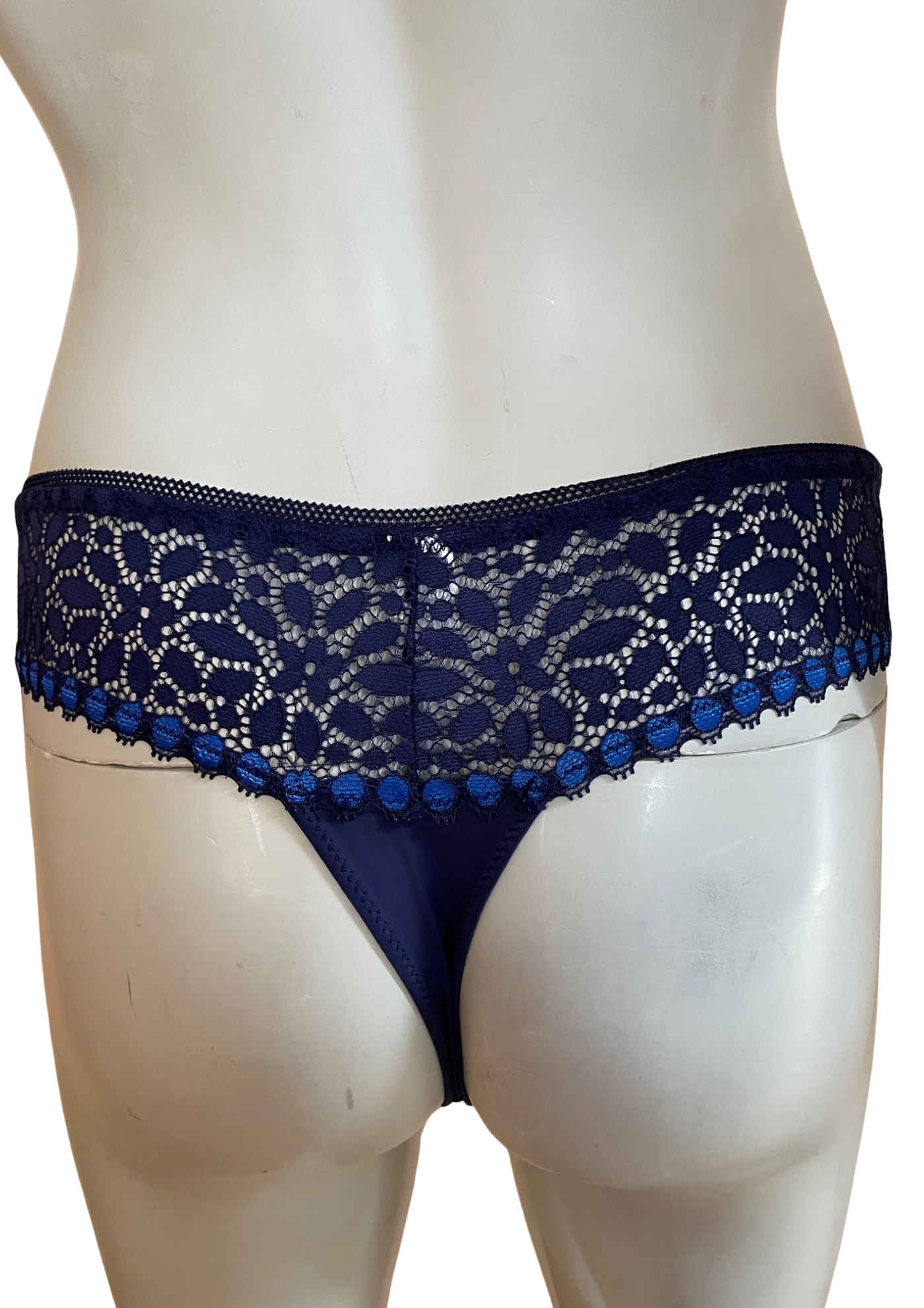 🌺 Culotte en dentelle bleu marine et détails bleus – Taille 44 (Neuve) 🌺