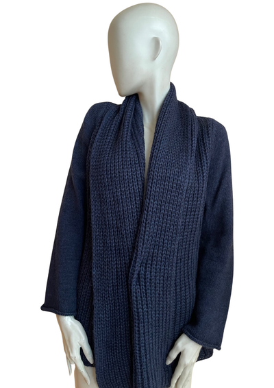 🧥 Gilet long bleu marine en maille Taille 40