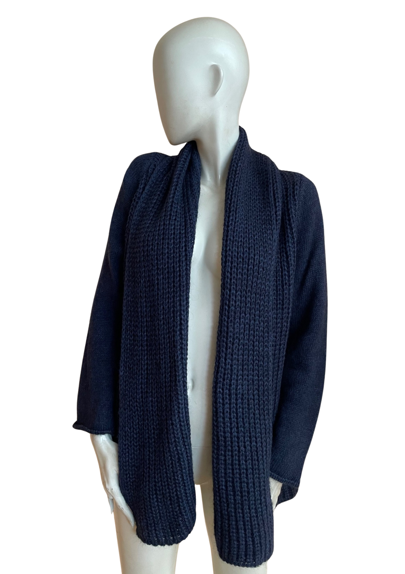 🧥 Gilet long bleu marine en maille Taille 40