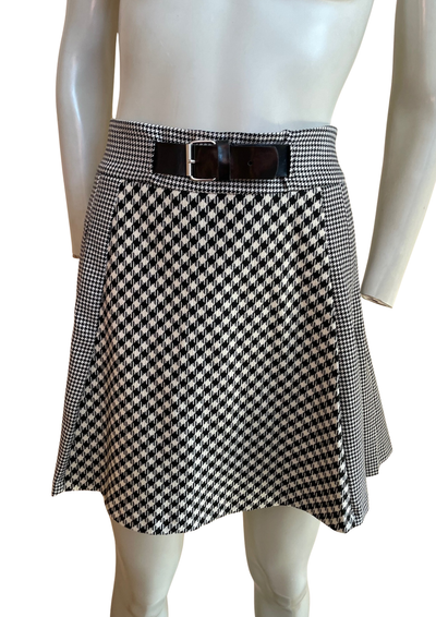 Jupe évasée pied-de-poule avec ceinture – Taille 36 ✨