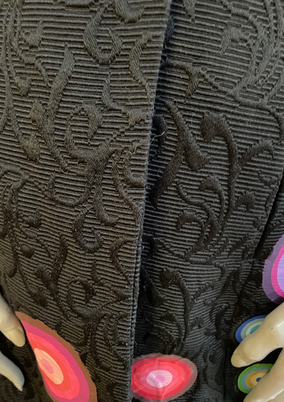 🖤 Manteau noir brodé – Élégance et originalité Taille 34 🌸✨