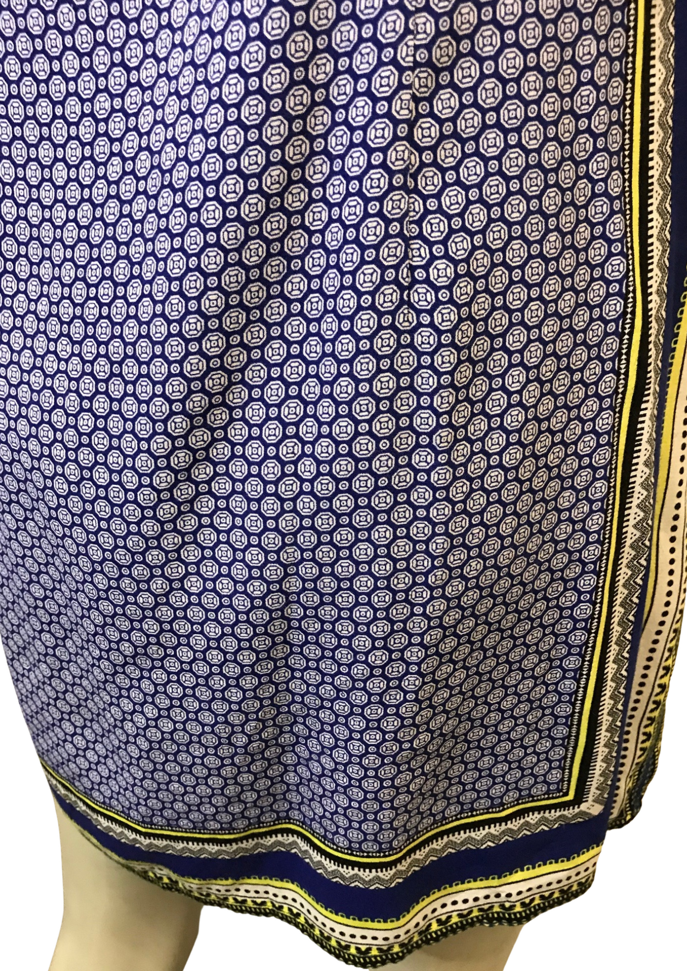 Robe d’été bleu roi à motifs géométriques – Taille 36 🌟