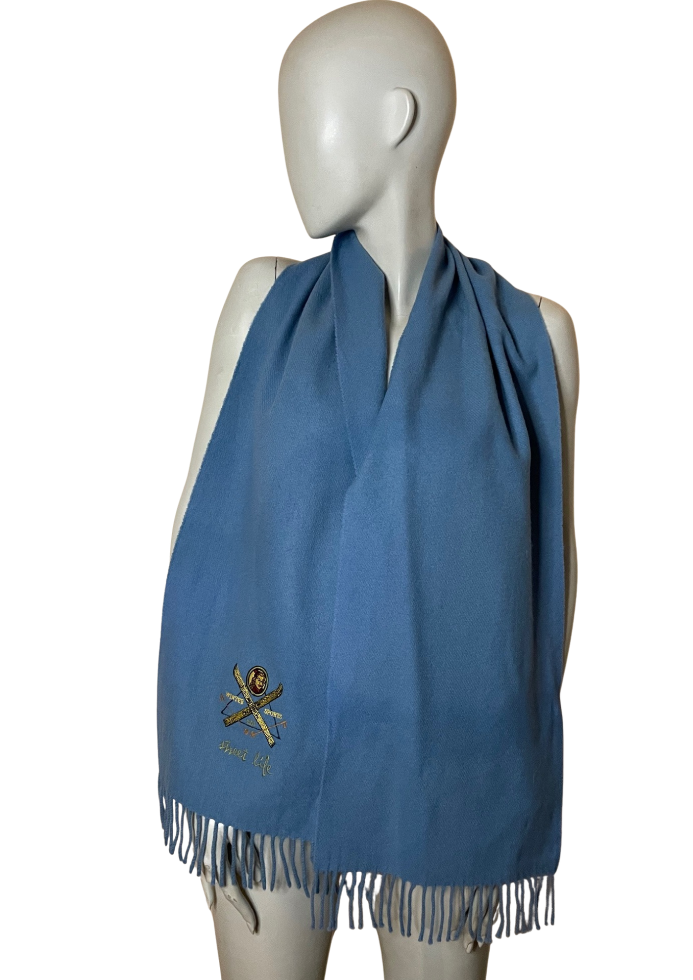 🧣✨ Écharpe 100% Laine Vierge – Bleue