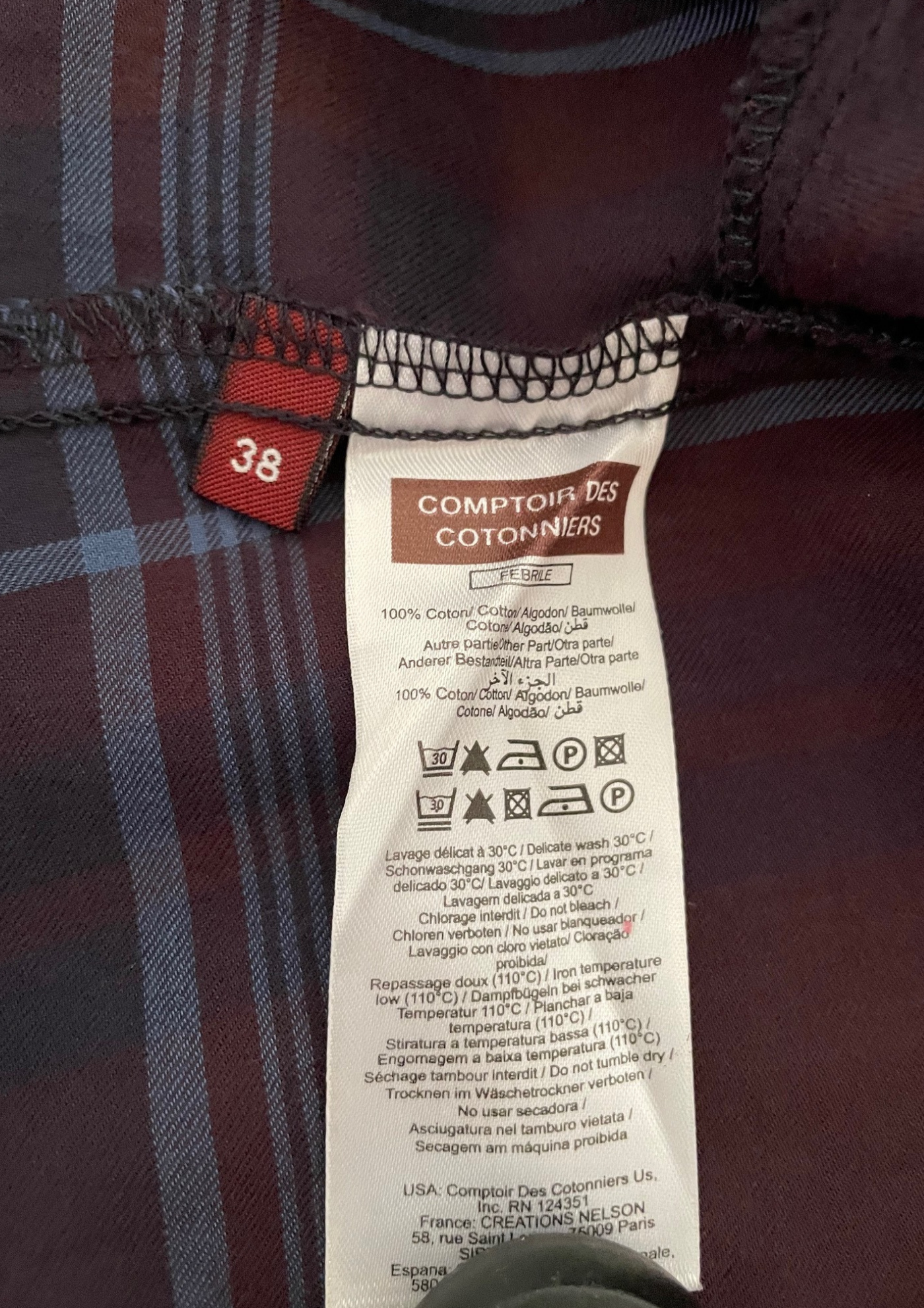 💜👗 Robe courte  à carreaux prune & bleu – Taille 38 🌟