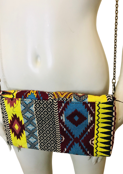 Pochette Motifs Ethniques & Chaîne Bronze 👜