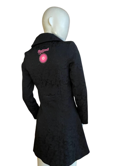 🖤 Manteau noir brodé – Élégance et originalité Taille 34 🌸✨