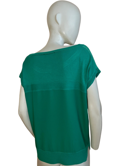 Top vert émeraude col bateau en maille fluide Taille 36 🌿✨