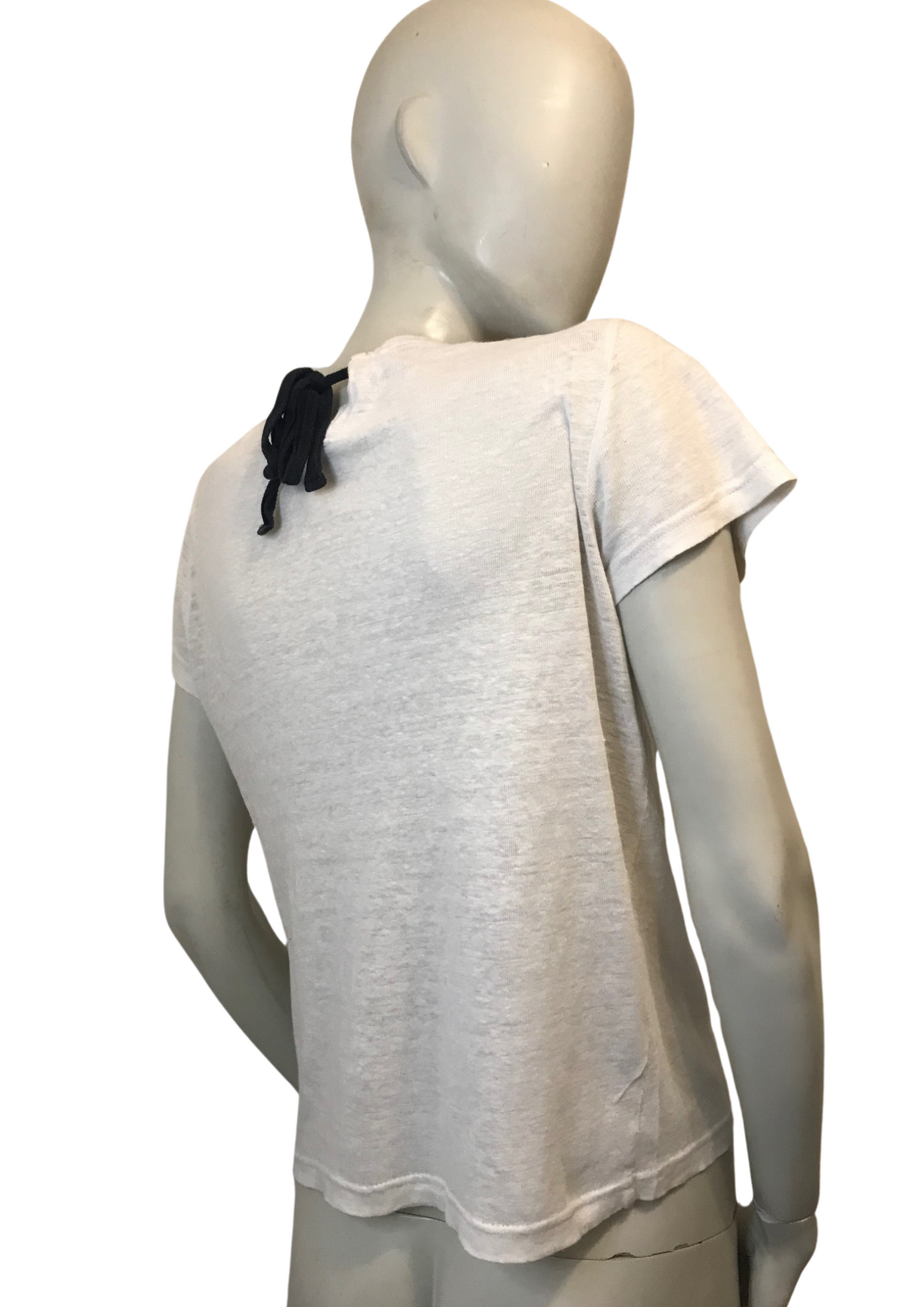 🖤 T-shirt en Lin Blanc brodé noir Taille 36 🖤 ✨