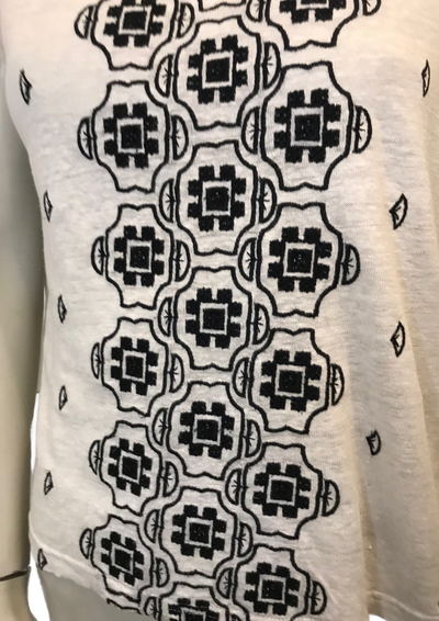 🖤 T-shirt en Lin Blanc brodé noir Taille 36 🖤 ✨