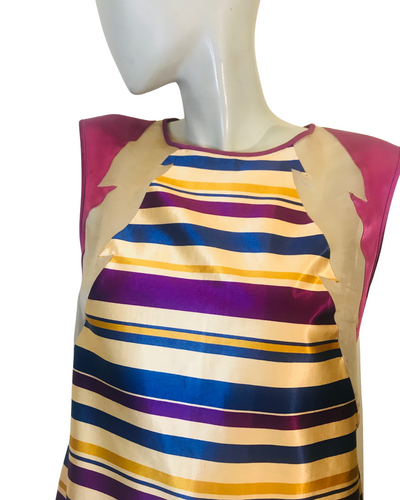 Robe rayée empiècement soie Taille 38