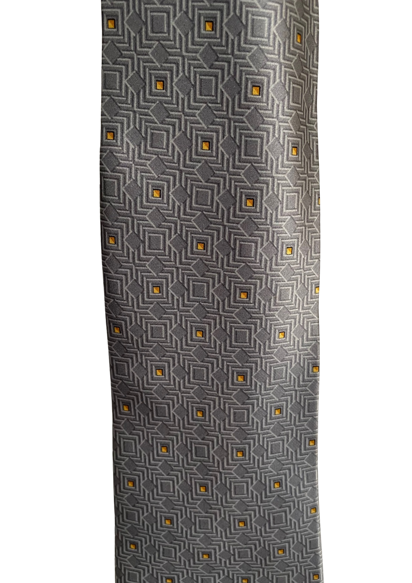 ✨ Cravate en soie – Motifs géométriques gris & jaune ✨