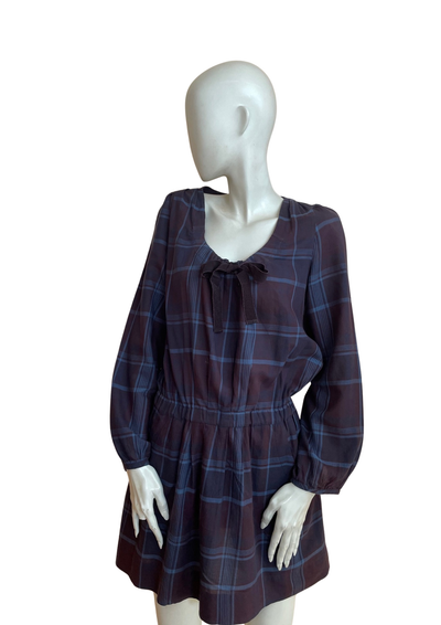 💜👗 Robe courte  à carreaux prune & bleu – Taille 38 🌟