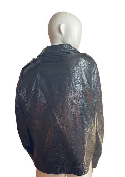 Veste biker vernie noire effet froissé – Taille 46 🖤