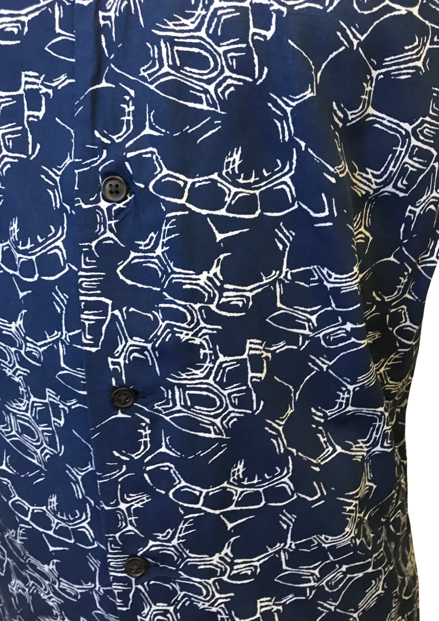 Chemise imprimée bleue – 100% viscose, manches courtes Taille XS 👔💙