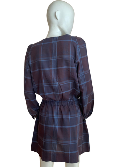 💜👗 Robe courte  à carreaux prune & bleu – Taille 38 🌟